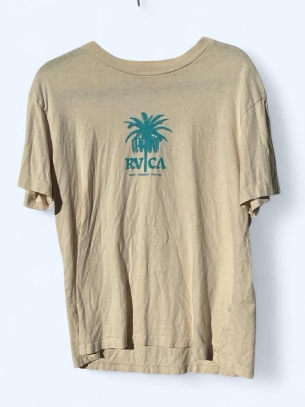 RVCA Kids Tan Tee with Teal Palm Logo